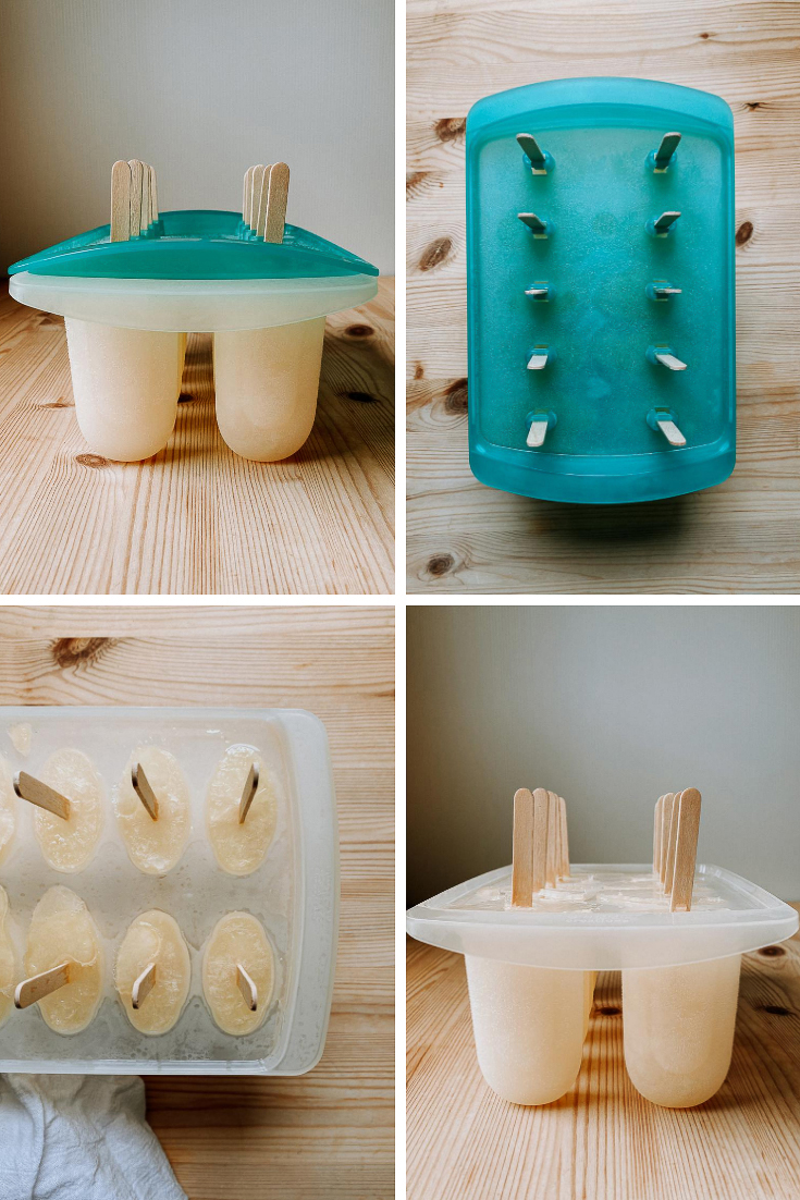 a process shot of lemon ice pops in a popsicle mold