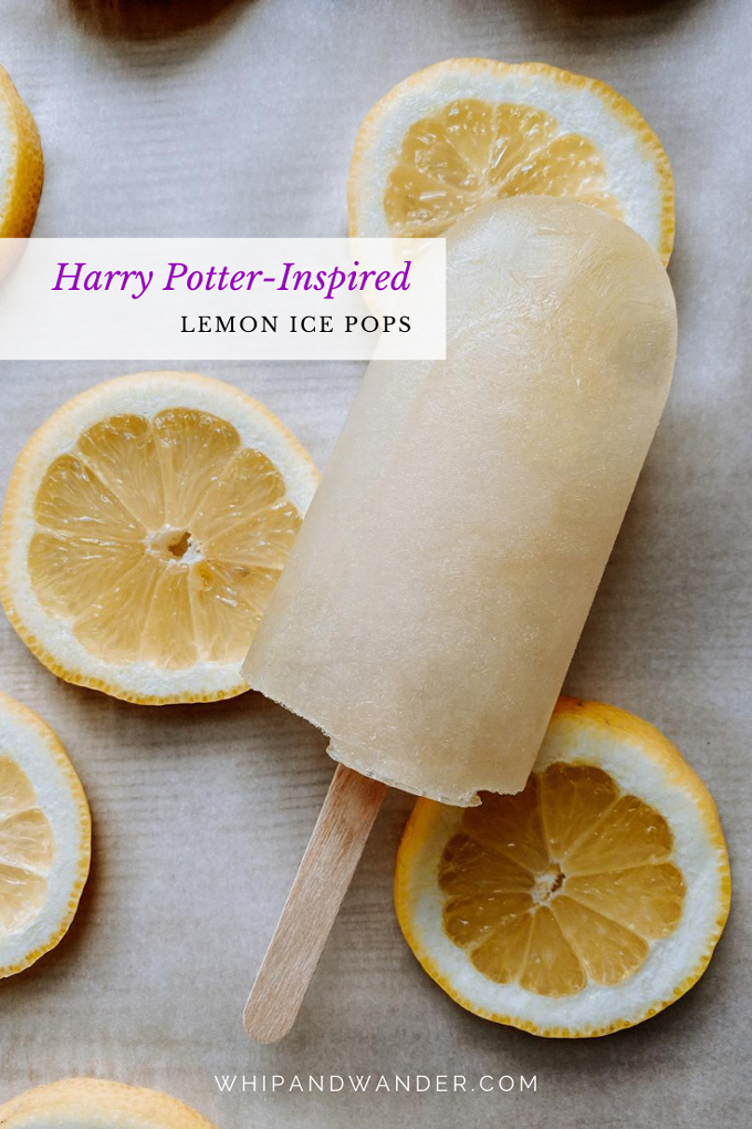 a lemon ice pop inspired by harry potter resting on a surface of lemon slices