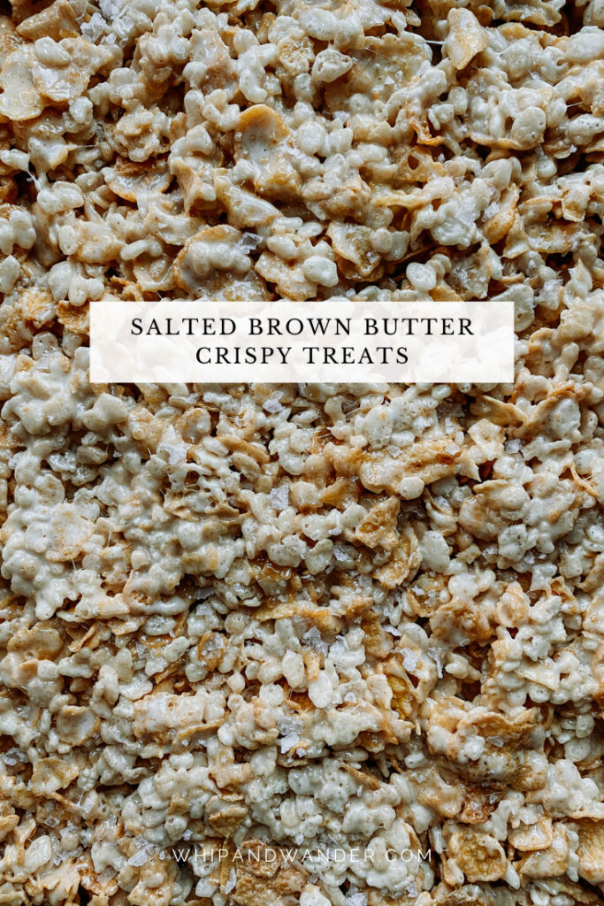 detail view of Salted Brown Butter Crispy Treats with marshmallow
