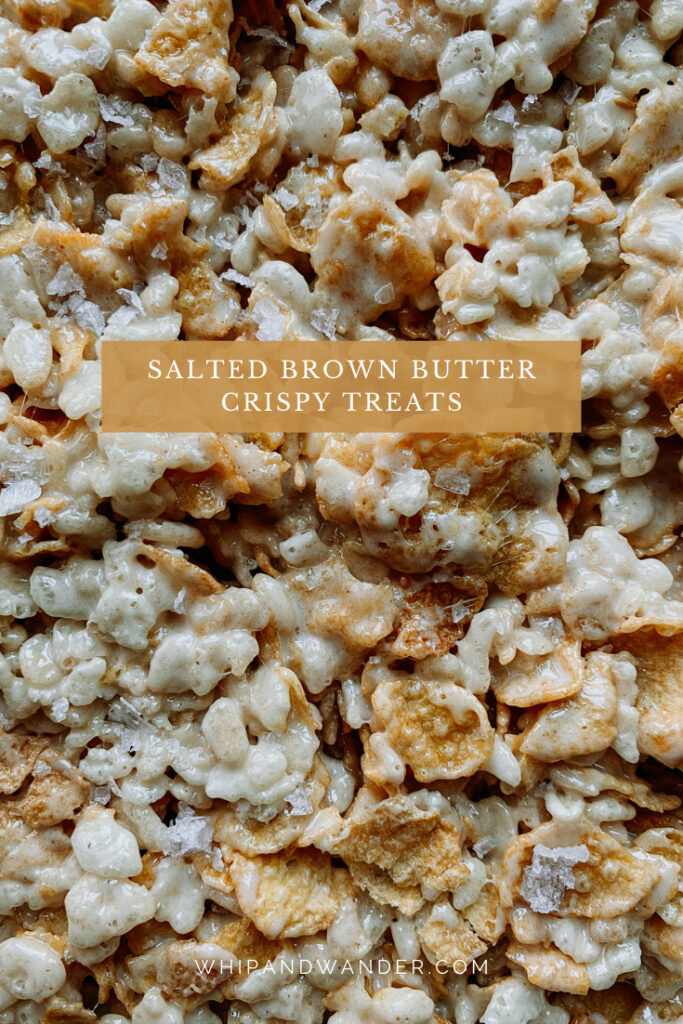 closeup of Salted Brown Butter marshmallow Crispy Treats