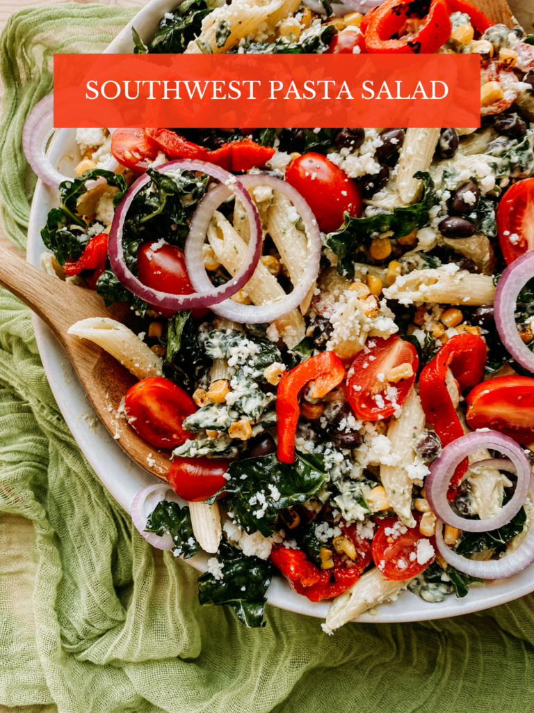 pasta salad filled with southwest veggies and a creamy sauce